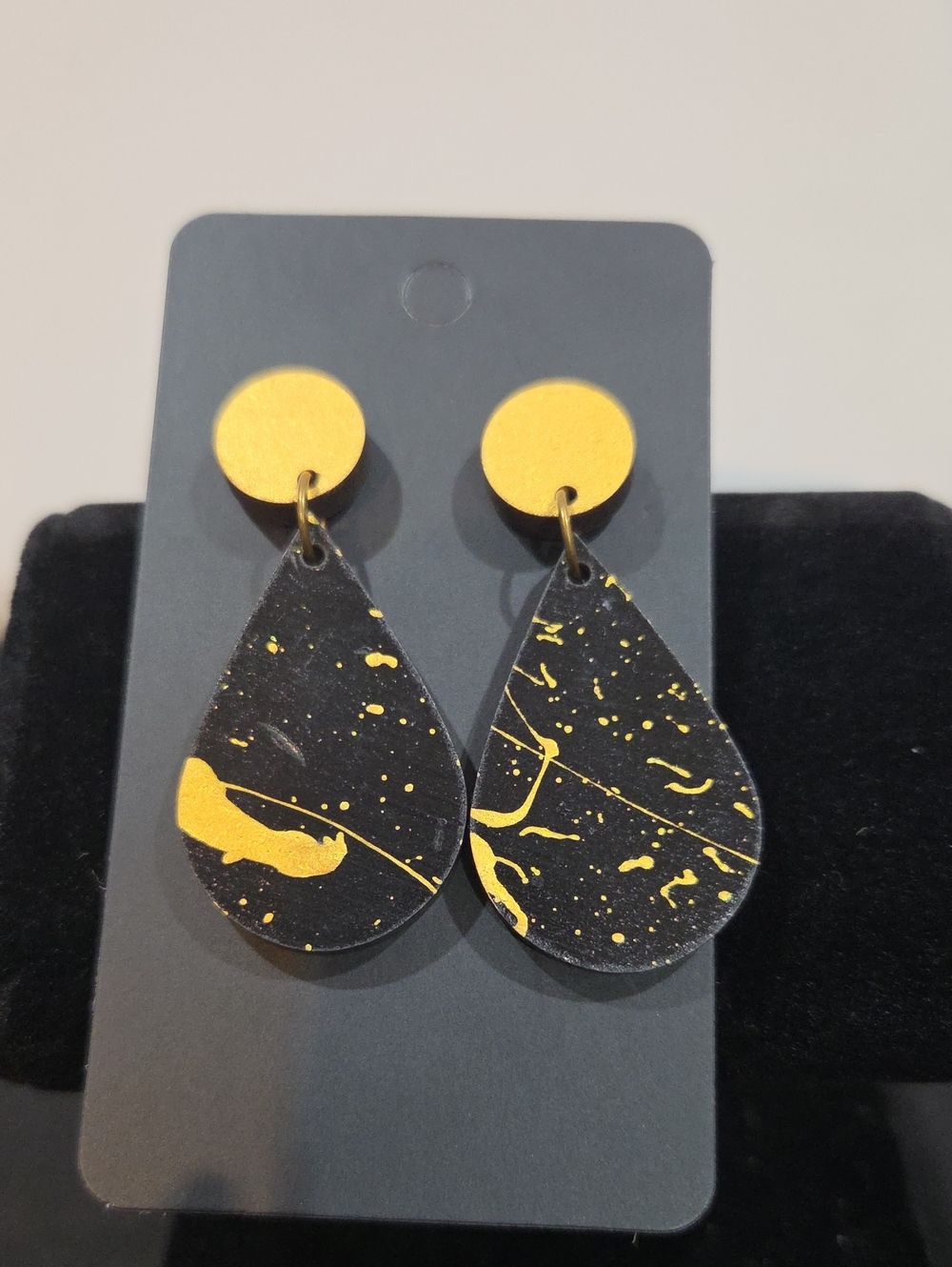 HAND PAINTED WOOD DANGLE EARRINGS